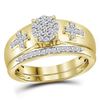 0.25 CTW Diamond Cluster Cross Bridal Wedding Engagement Ring 10KT Yellow Gold - REF-30K2W