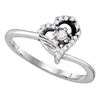 0.10 CTW Diamond Heart Promise Bridal Engagement Ring 10KT White Gold - REF-14H9M