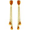 Genuine 7.5 ctw Citrine Earrings Jewelry 14KT Yellow Gold - REF-39Y3F
