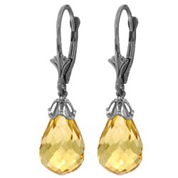 Genuine 14 ctw Citrine Earrings Jewelry 14KT White Gold - REF-34F3Z