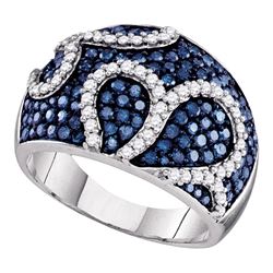 1.45 CTW Blue Color Diamond Fashion Ring 10KT White Gold - REF-82N4F