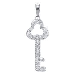 0.15 CTW Diamond Trefoil Key Pendant 10KT White Gold - REF-7K4W