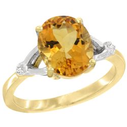 Natural 2.41 ctw Citrine & Diamond Engagement Ring 14K Yellow Gold - REF-33Y8X