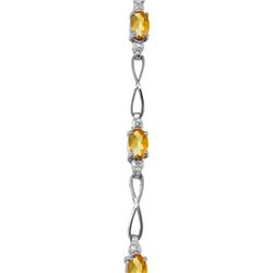 Genuine 1.16 ctw Citrine & Diamond Bracelet Jewelry 14KT White Gold - REF-62Z3N