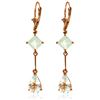 Genuine 3.75 ctw Aquamarine Earrings Jewelry 14KT Rose Gold - REF-47K6V