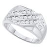 Image 1 : 0.50 CTW Mens Pave-set Diamond Triple Row Cluster Ring 10KT White Gold - REF-41Y9X