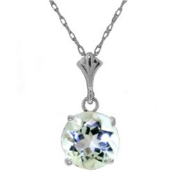 Genuine 1.15 ctw Aquamarine Necklace Jewelry 14KT White Gold - REF-22N8R