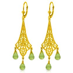 Genuine 4.5 ctw Peridot Earrings Jewelry 14KT Yellow Gold - REF-56W7Y