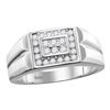 0.38 CTW Mens Diamond Rectangle Cluster Ring 10KT White Gold - REF-52X4Y