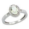 Natural 1.08 ctw Green-amethyst & Diamond Engagement Ring 14K White Gold - REF-31M3H