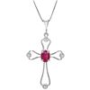 Genuine 0.57 ctw Ruby & Diamond Necklace Jewelry 14KT White Gold - REF-42X2M