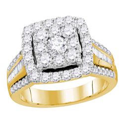 1.59 CTW Diamond Square Cluster Bridal Engagement Ring 10KT Yellow Gold - REF-194M9H