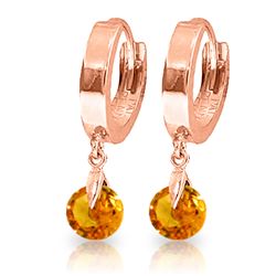 Genuine 1.6 ctw Citrine Earrings Jewelry 14KT Rose Gold - REF-25H9X