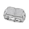 Image 1 : 0.81 CTW Mens Diamond Symmetrical Concave Ring 10KT White Gold - REF-89Y9X