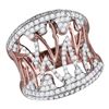 Image 1 : 1.06 CTW Diamond Cocktail Ring 10KT Two-tone Gold - REF-104F9N