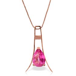 Genuine 1.50 ctw Pink Topaz Necklace Jewelry 14KT Rose Gold - REF-35X9M