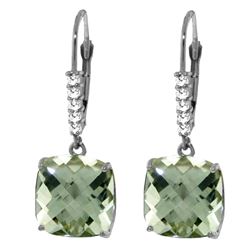 Genuine 7.35 ctw Green Amethyst & Diamond Earrings Jewelry 14KT White Gold - REF-57N3R