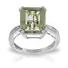 Genuine 5.62 ctw Green Amethyst & Diamond Ring Jewelry 14KT White Gold - REF-82X9M
