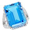 Natural 13.72 ctw Swiss-blue-topaz & Diamond Engagement Ring 14K White Gold - REF-81R3Z