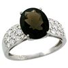 Natural 2.75 ctw smoky-topaz & Diamond Engagement Ring 14K White Gold - REF-58M4H