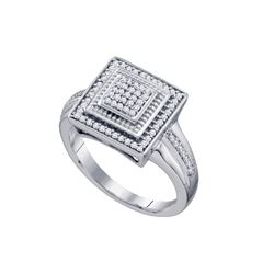 0.22 CTW Diamond Square Cluster Ring 10KT White Gold - REF-34N4F