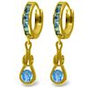 Genuine 2.5 ctw Blue Topaz Earrings Jewelry 14KT Yellow Gold - REF-75H3X