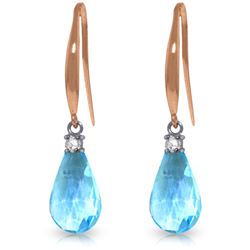 Genuine 4.6 ctw Blue Topaz & Diamond Earrings Jewelry 14KT Rose Gold - REF-28H8X