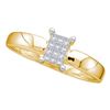 0.12 CTW Princess Diamond Cluster Bridal Engagement Ring 14KT Yellow Gold - REF-16M4H