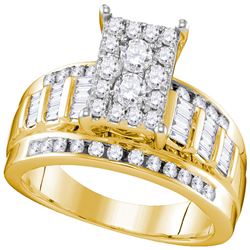 0.92 CTW Diamond Rectangle Cluster Bridal Engagement Ring 10KT Yellow Gold - REF-67Y4X