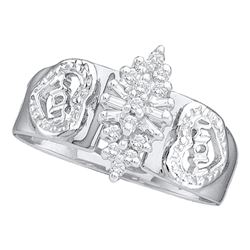 0.12 CTW Diamond Mom Mother Ring 10KT White Gold - REF-18M2H