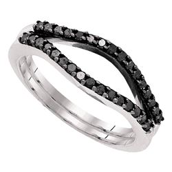 0.33 CTW Black Color Diamond Ring 10KT White Gold - REF-19H4M