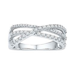 0.50 CTW Diamond Triple Strand Crossover Ring 10KT White Gold - REF-41F9N