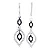 0.50 CTW Black Color Diamond Oval Dangle Earrings 10KT White Gold - REF-41K9W