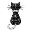 0.33 CTW Black Color Diamond Kitty Cat Animal Pendant 10KT White Gold - REF-13H4M