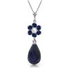 Genuine 3.83 ctw Sapphire & Diamond Necklace Jewelry 14KT White Gold - REF-32Y9F