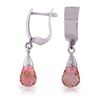 Genuine 2.5 ctw Pink Topaz Earrings Jewelry 14KT White Gold - REF-22X3M