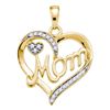 0.10 CTW Diamond Mom Mother Heart Pendant 10KT Yellow Gold - REF-14H9M