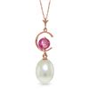 Genuine 4.5 ctw Pink Topaz Necklace Jewelry 14KT Rose Gold - REF-20Y5F