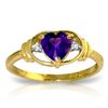 Genuine 0.96 ctw Amethyst & Diamond Ring Jewelry 14KT Yellow Gold - REF-40Z3N