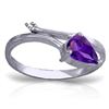 Genuine 0.83 ctw Amethyst & Diamond Ring Jewelry 14KT White Gold - REF-40H5X