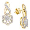 0.99 CTW Diamond Flower Screwback Earrings 14KT Yellow Gold - REF-97F4N