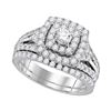 1.88 CTW Diamond Double Square Halo Bridal Ring 14KT White Gold - REF-172W4K