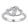 0.08 CTW Diamond Double Locked Heart Ring 10KT White Gold - REF-13W4K