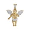 0.55 CTW Diamond Mens Angel Cherub Pendant 10KT Yellow Gold - REF-104N9F