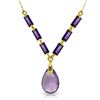 Genuine 4.35 ctw Amethyst Necklace Jewelry 14KT Yellow Gold - REF-30A7K