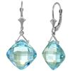 Genuine 17.5 ctw Blue Topaz Earrings Jewelry 14KT White Gold - REF-36Z3N
