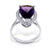 Genuine 3.41 ctw Amethyst & Diamond Ring Jewelry 14KT White Gold - REF-75Z4N