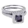 1.25 CTW Black Color Diamond Bridal Wedding Engagement Ring 14KT White Gold - REF-82K4W