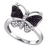 0.25 CTW Black Color Diamond Butterfly Bug Ring 10KT White Gold - REF-22F4N