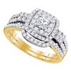 1 CTW Princess Diamond Halo Bridal Engagement Ring 14k Yellow Gold - REF-124M4H
